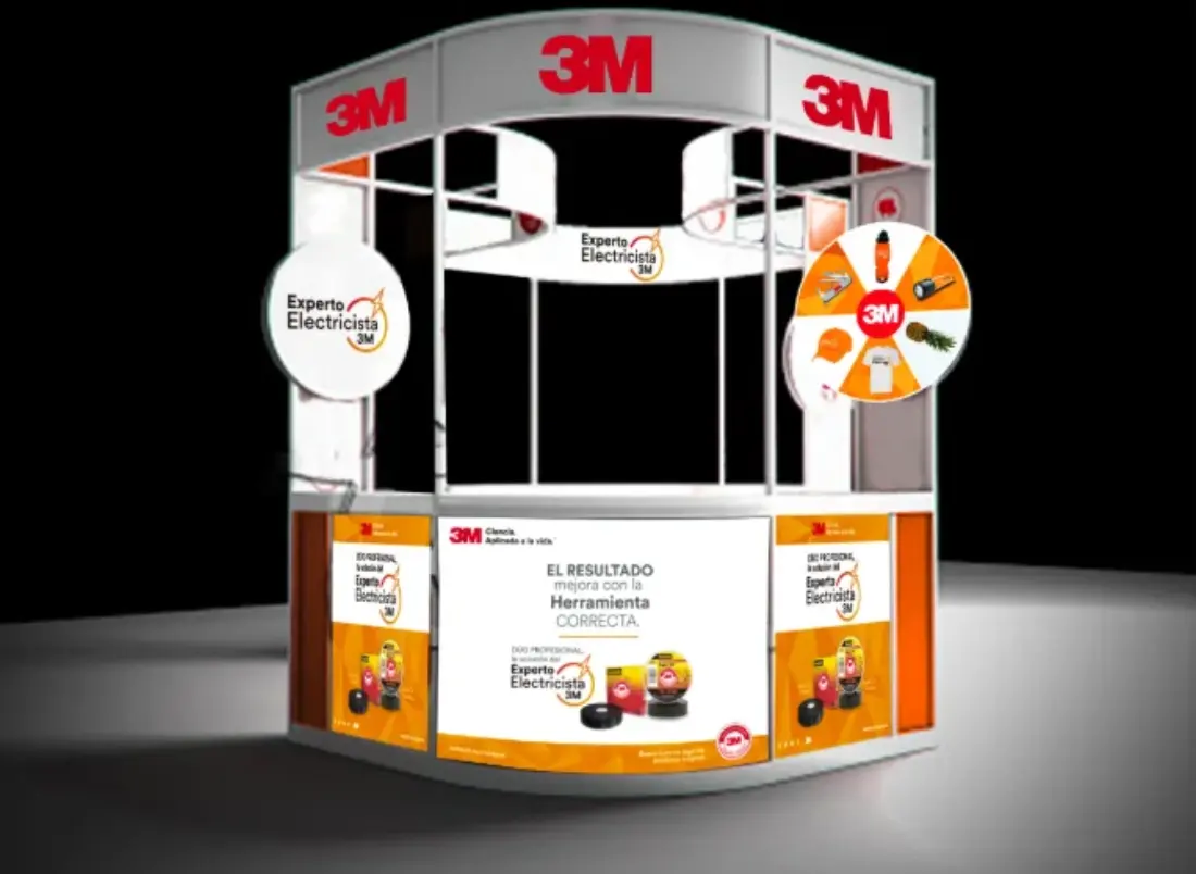Stand de 3M con ruleta y exhibición de producto